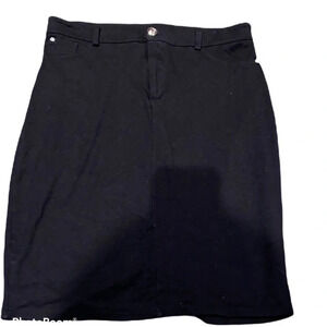 Ashley Blue black high  waisted midi skirt L